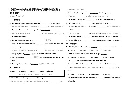 高考英语核心词汇复习 第4课时(blousecareful)高三全册英语试题