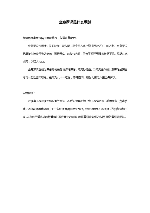 金身罗汉是什么级别