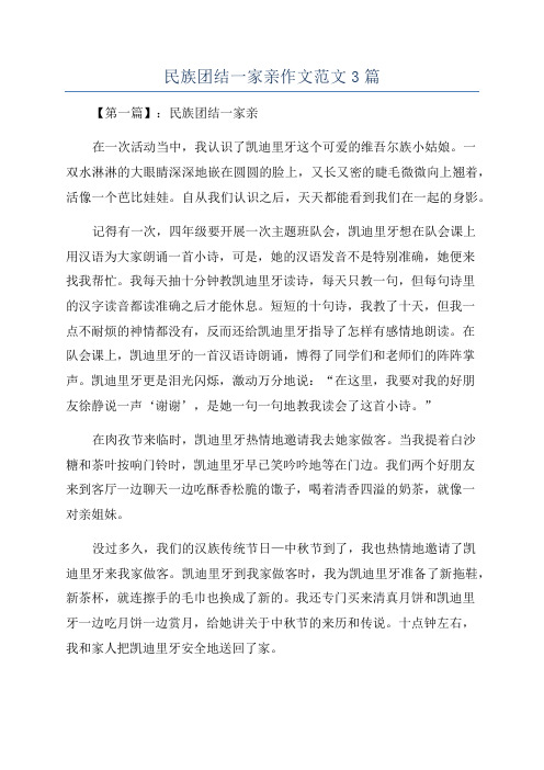 民族团结一家亲作文范文3篇