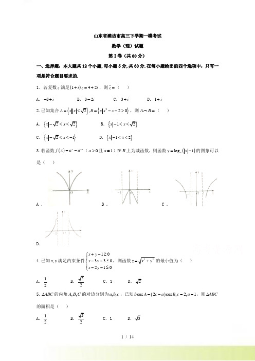 山东省潍坊市高三一模考试数学（理）试题含答案