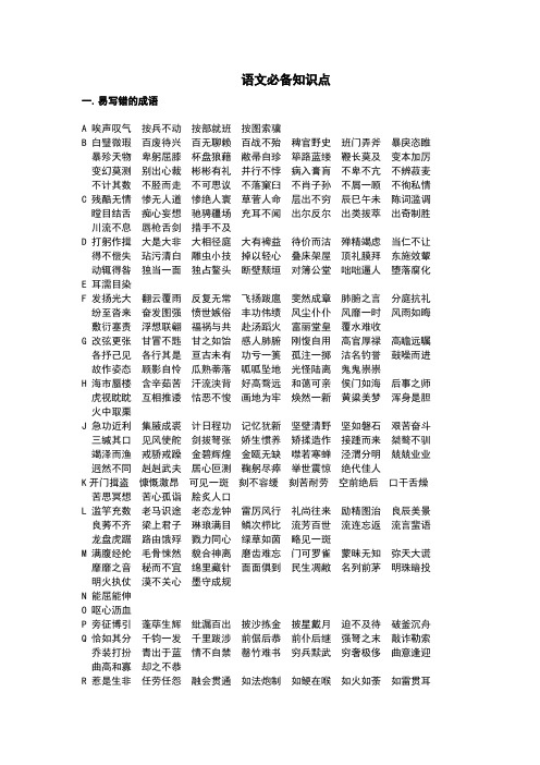 2015年最新高考语文必备知识点