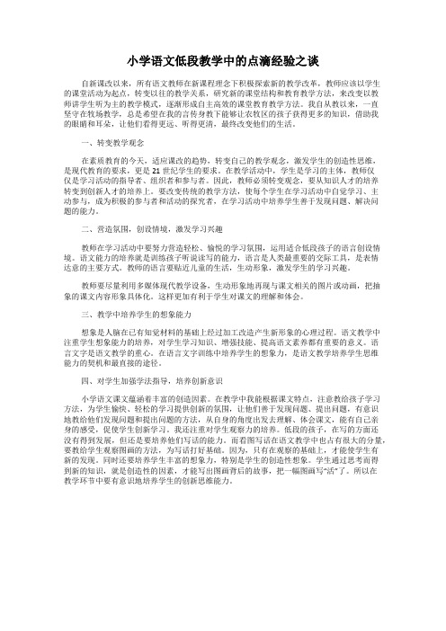 小学语文低段教学中的点滴经验之谈