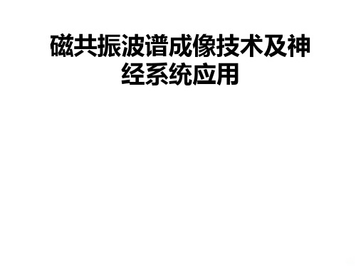 磁共振波谱成像技术及神经系统应用PPT课件