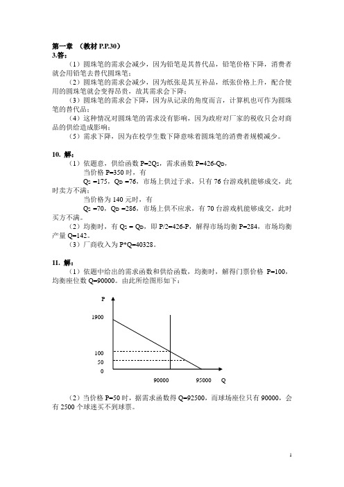 2012微观经济学课后复习思考题参考答案(部分)