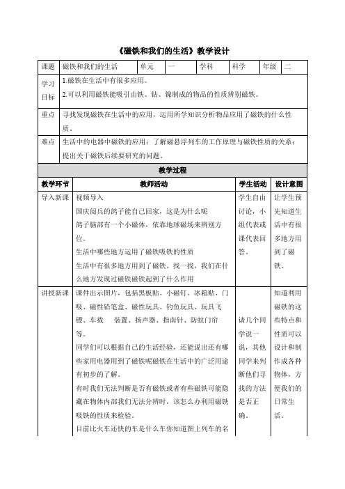 《磁铁和我们的生活》精品教案