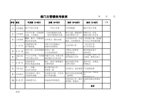 主管绩效考核表