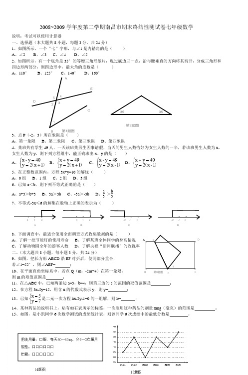 2008~2009学年度第二学期南昌市期末终结性