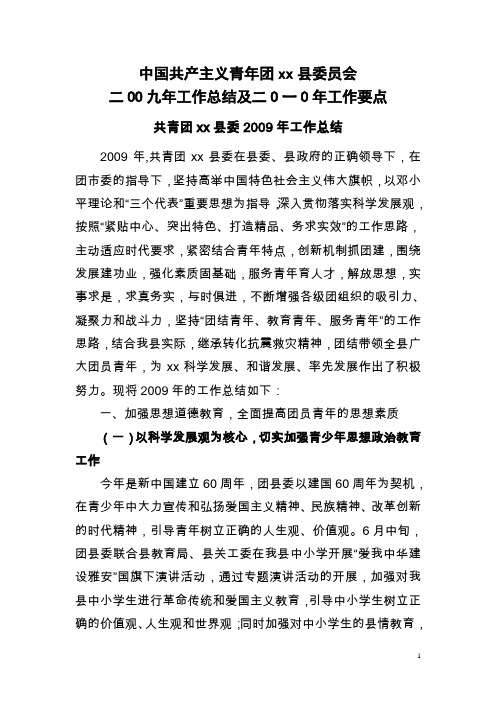 2009年工作总结及2010年工作要点