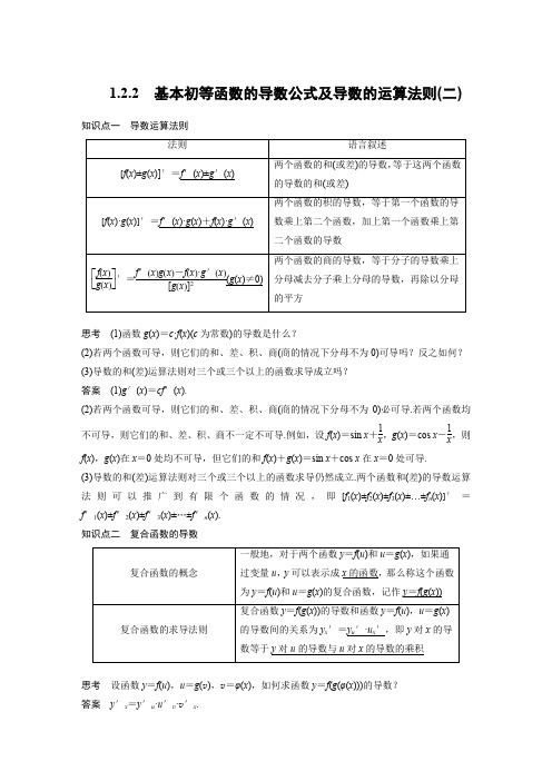 1.2.2基本初等函数的导数公式及导数的运算法则%5B二%5D(教师版)