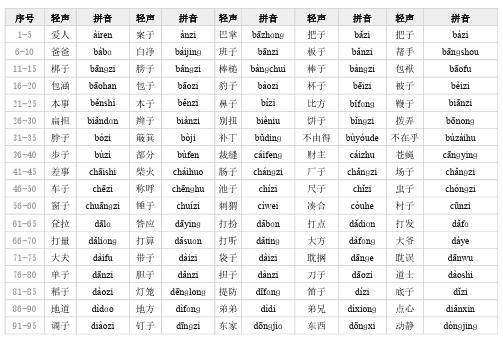 普通话轻声词