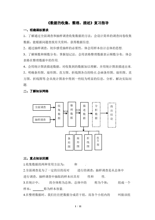 苏科版数学八年级下册第七章《数据的收集、整理、描述》复习指导