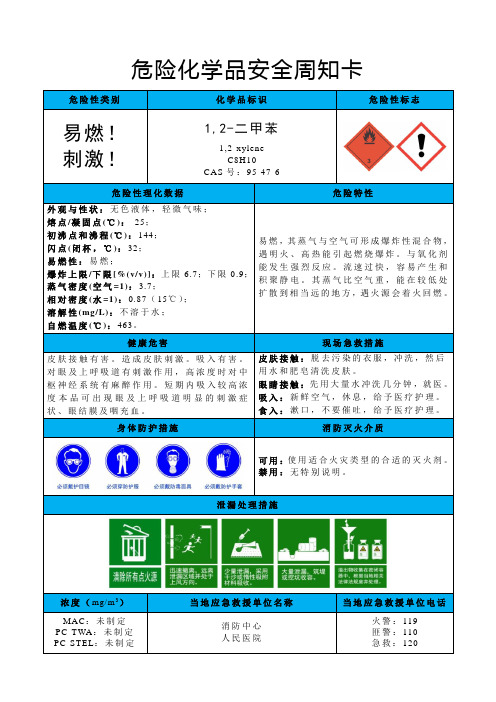 1-2-二甲苯-危险化学品安全周知卡