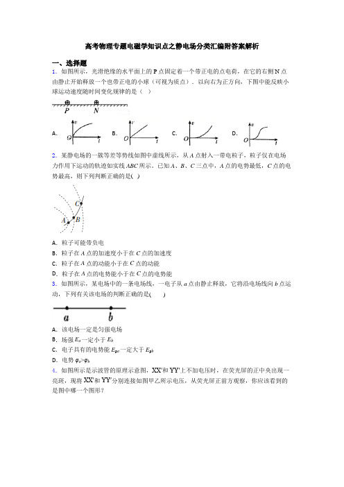 高考物理专题电磁学知识点之静电场分类汇编附答案解析