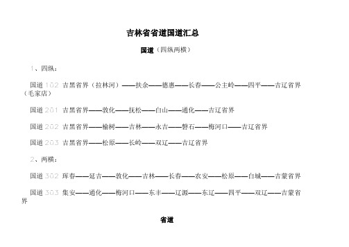 吉林省省道国道汇总