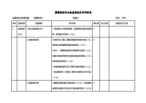 设备安全检查及考评标准