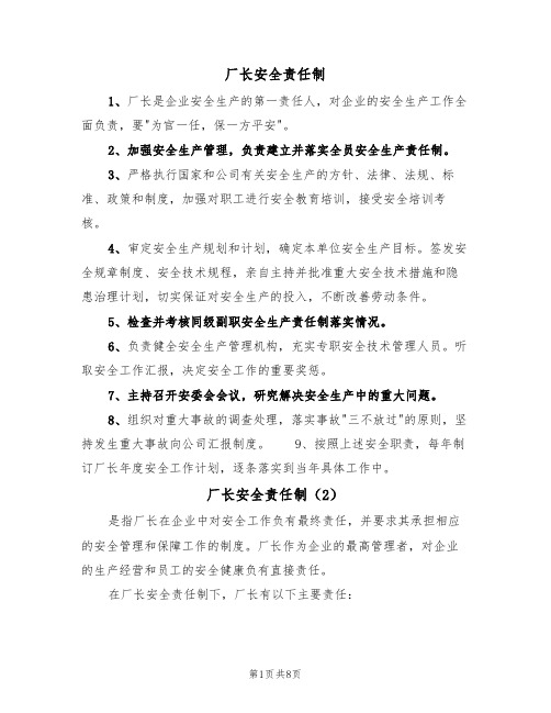 厂长安全责任制(5篇)