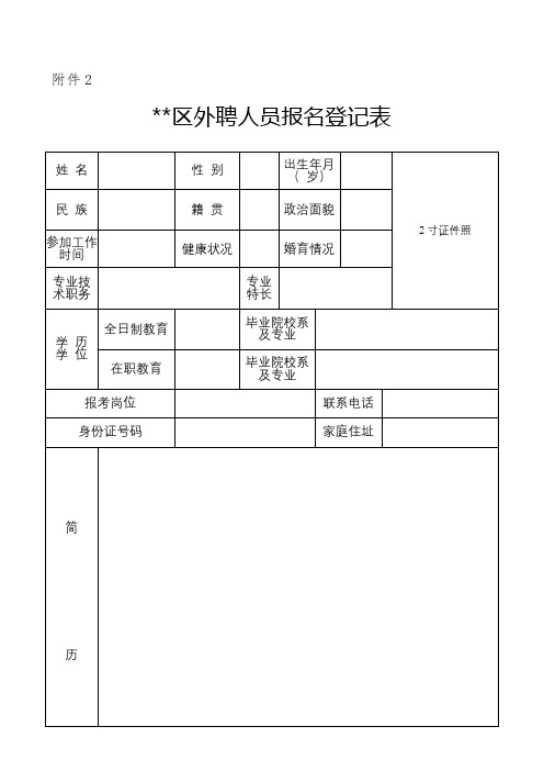 XX区外聘人员报名登记表【模板】