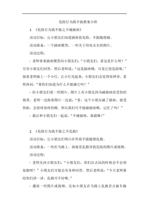 危险行为我不做教案小班