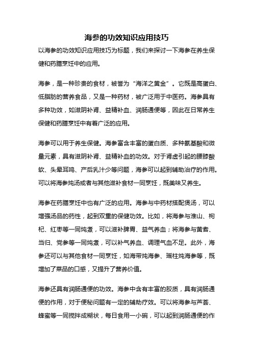 海参的功效知识应用技巧