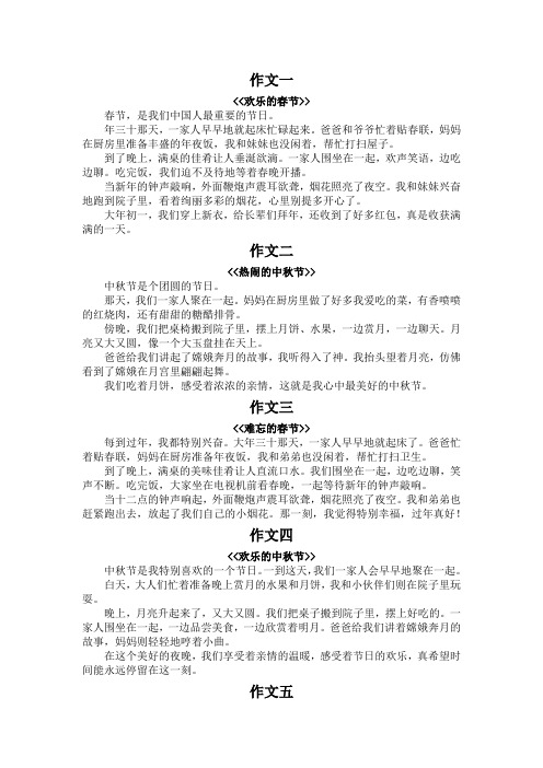 过节过程的300字作文左右