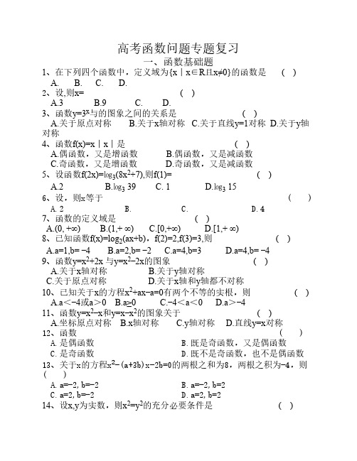 数学高职高考专题复习__函数问题