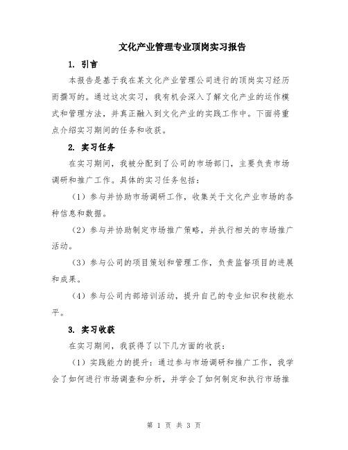 文化产业管理专业顶岗实习报告