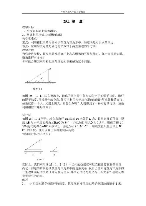 华师大版九年级上册全册数学教案