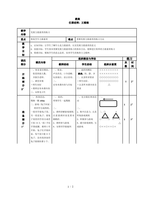 力量素质练习教案