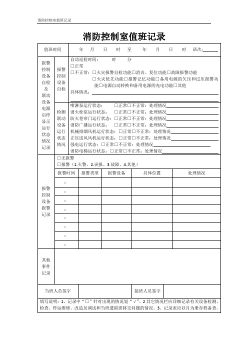 消防联动报警登记表