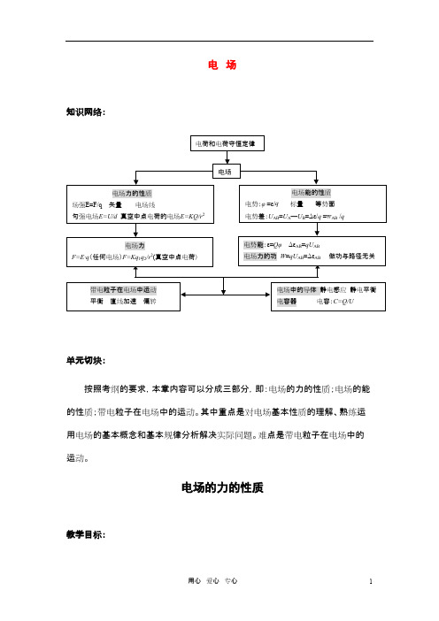 高三物理第一轮复习 电场教学案