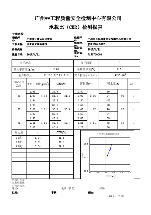 承载比(CBR)试验报告1.33