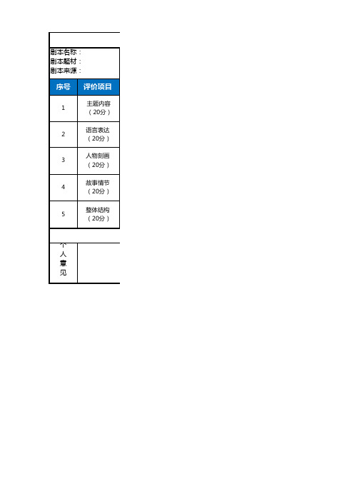 剧本评分及意见评审表