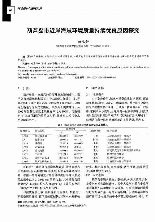 葫芦岛市近岸海域环境质量持续优良原因探究