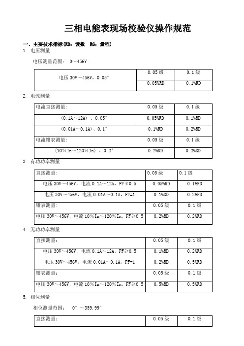 三相电能表现场校验仪操作规范