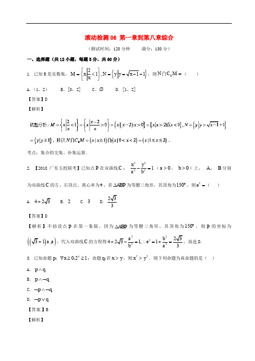 高考数学 滚动检测06 第一章到第八章综合同步单元双基双测(B卷)文