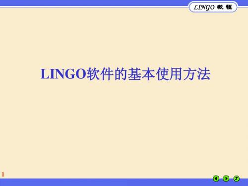 LINGO教程(基本语法)