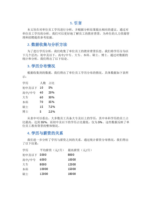 单位员工学历分析报告范文