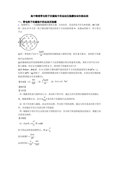 高中物理带电粒子在磁场中的运动压轴题知识归纳总结