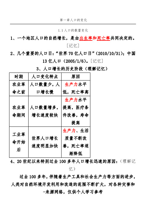 高中地理必修二知识点总结(完整版)