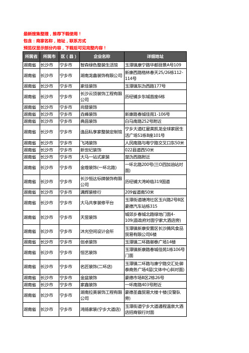 新版湖南省长沙市宁乡市装修公司企业公司商家户名录单联系方式地址大全77家