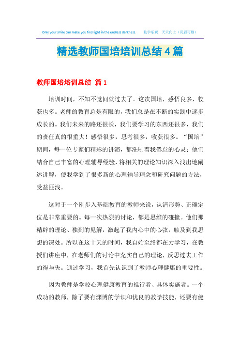 2021精选教师国培培训总结4篇