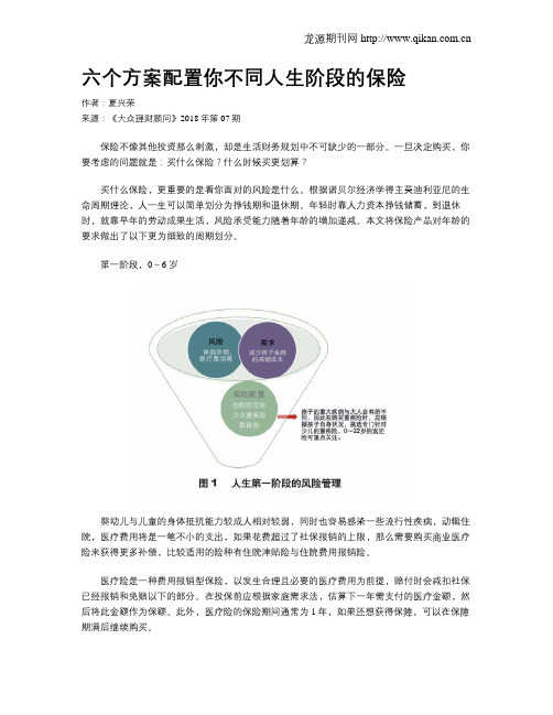 六个方案配置你不同人生阶段的保险