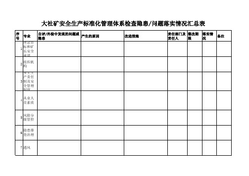 安全生产标准化持续改进落实情况三种表