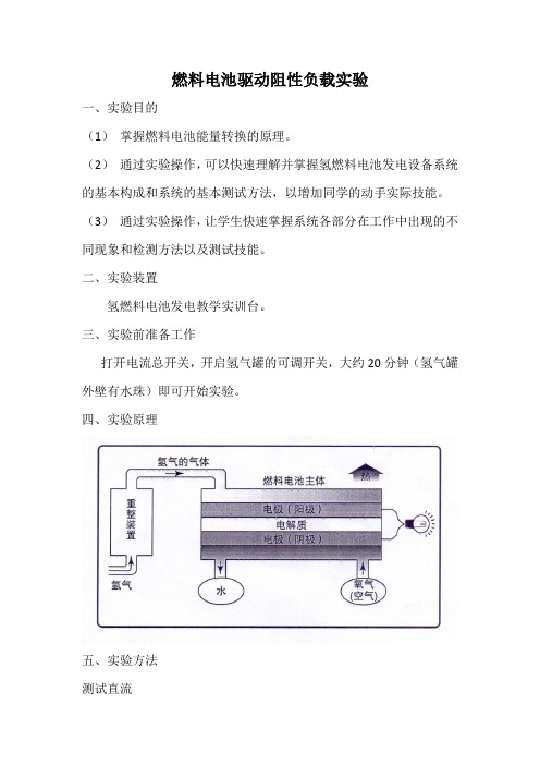 燃料电池驱动阻性负载实验