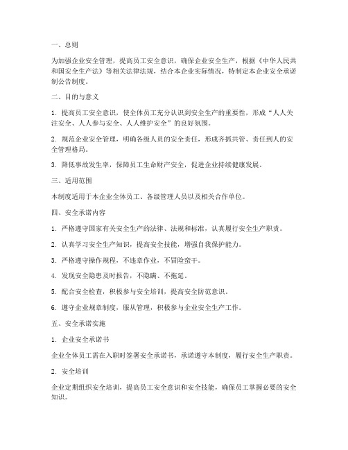 企业安全承诺制公告制度