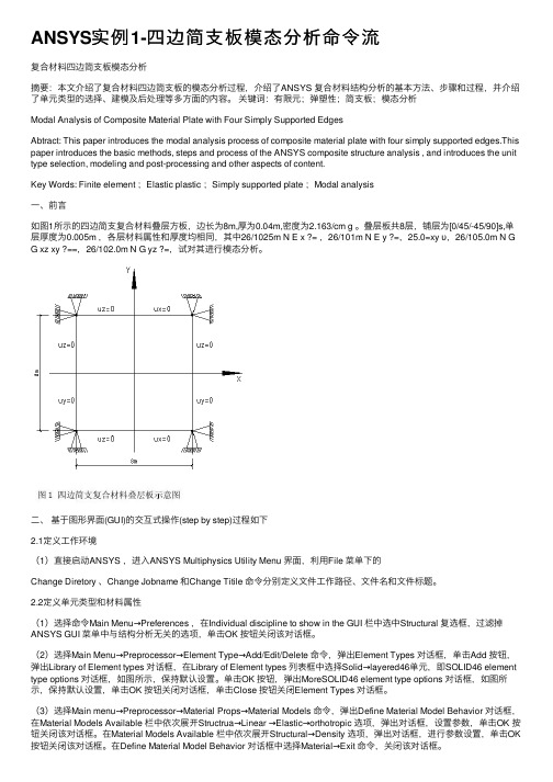 ANSYS实例1-四边简支板模态分析命令流