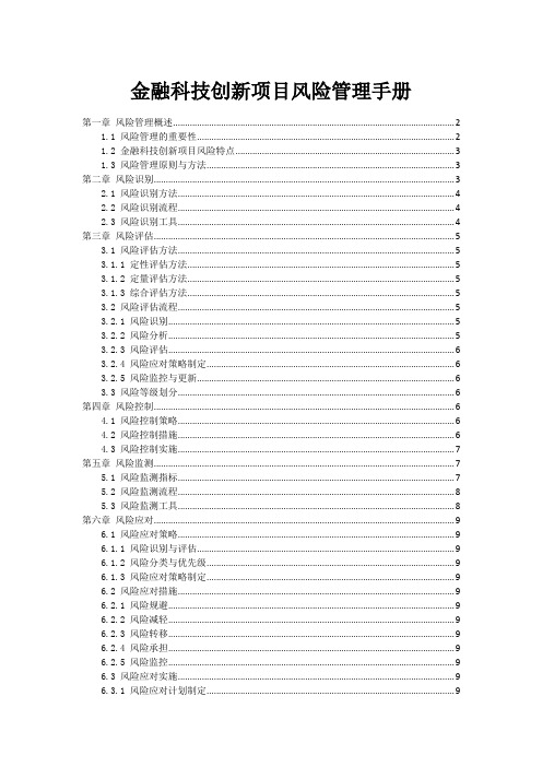 金融科技创新项目风险管理手册