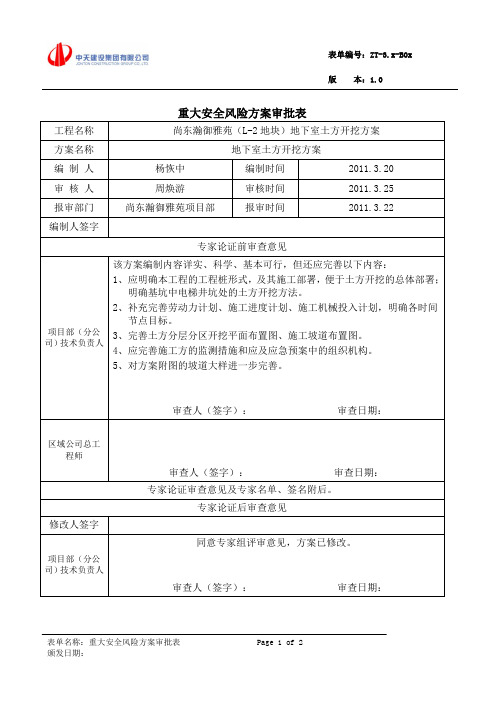 重大危险方案审批表