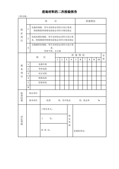 进场材料的二次检验报告