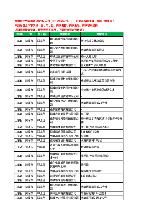 2020新版山东省菏泽市郓城县贸易有限公司工商企业公司商家名录名单黄页联系电话号码地址大全69家